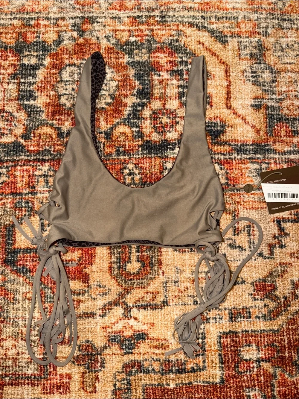 acacia swimwear cement Lace-Up Side-Tie Bikini Top